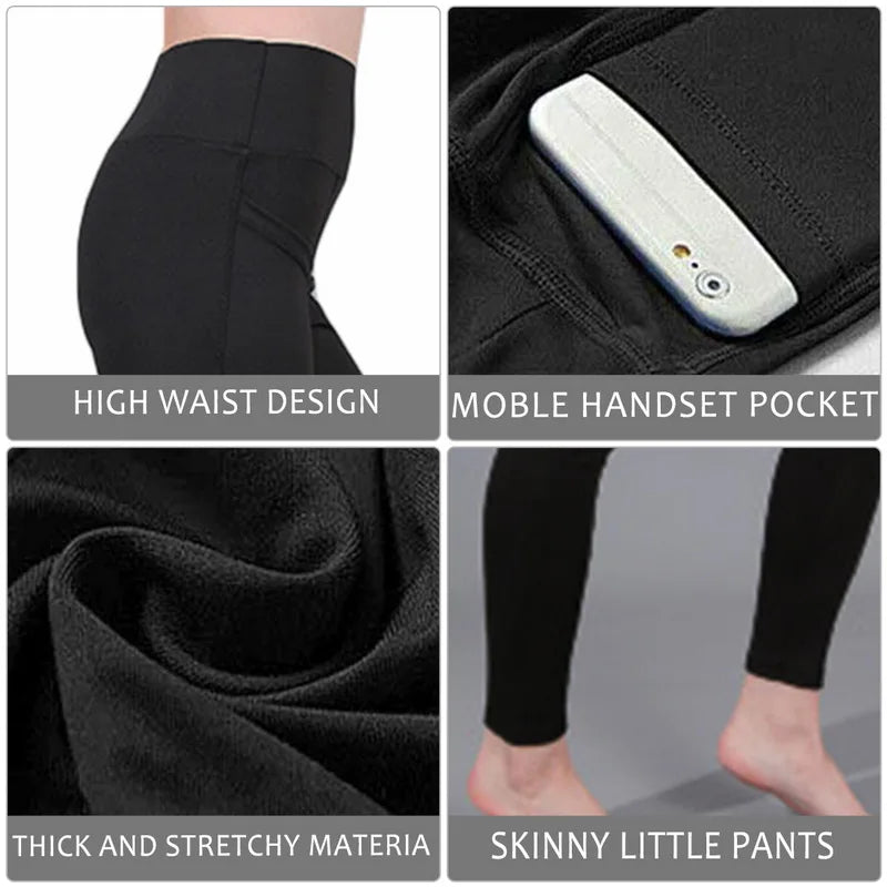 High Waist Elastic Workout Women Yoga Leggings Tummy Control Ruched Booty With Pocket Pants Seamless Gym Compression Tights