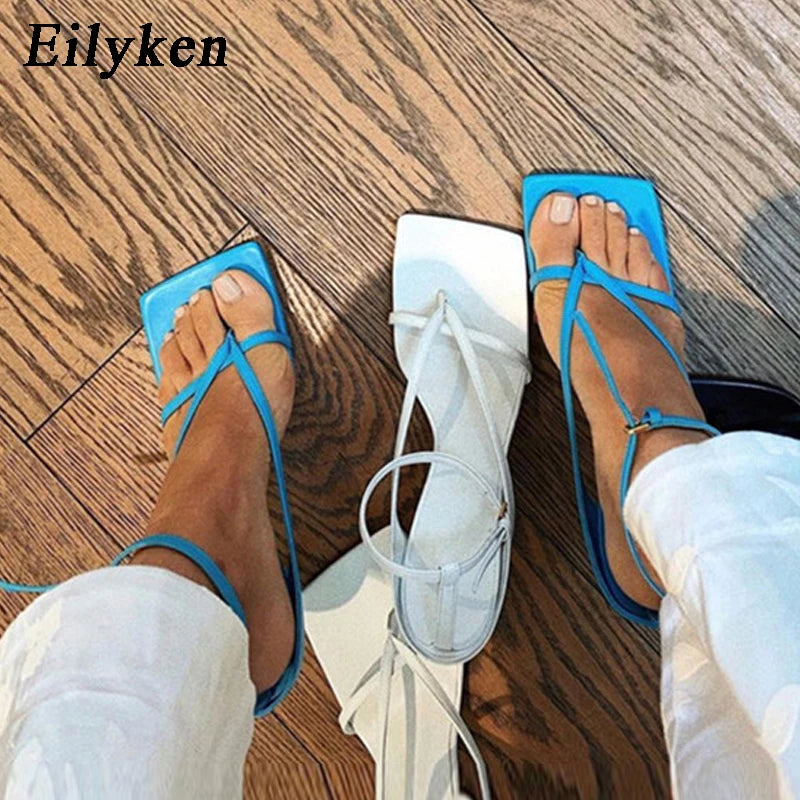 Eilyken Gladiator Sandals High Heels Women Fall Best Street Look Females Square Head Open Toe Clip-On Strappy Shoes