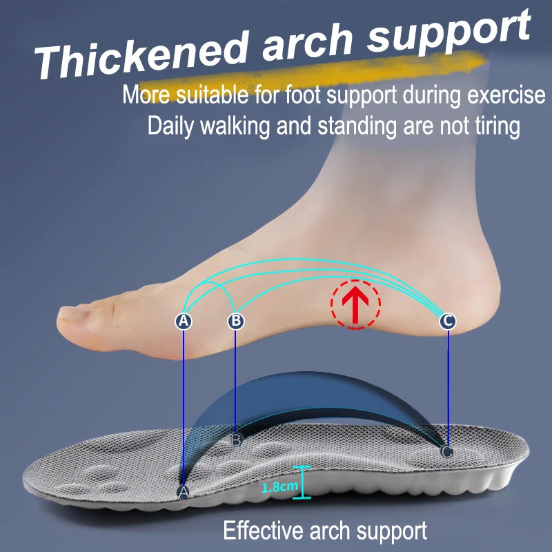 High Elasticity Latex Sport Insoles Soft Shoe Pads Arch Support Orthotic Insoles Breathable Deodorant Shock Absorption Cushion