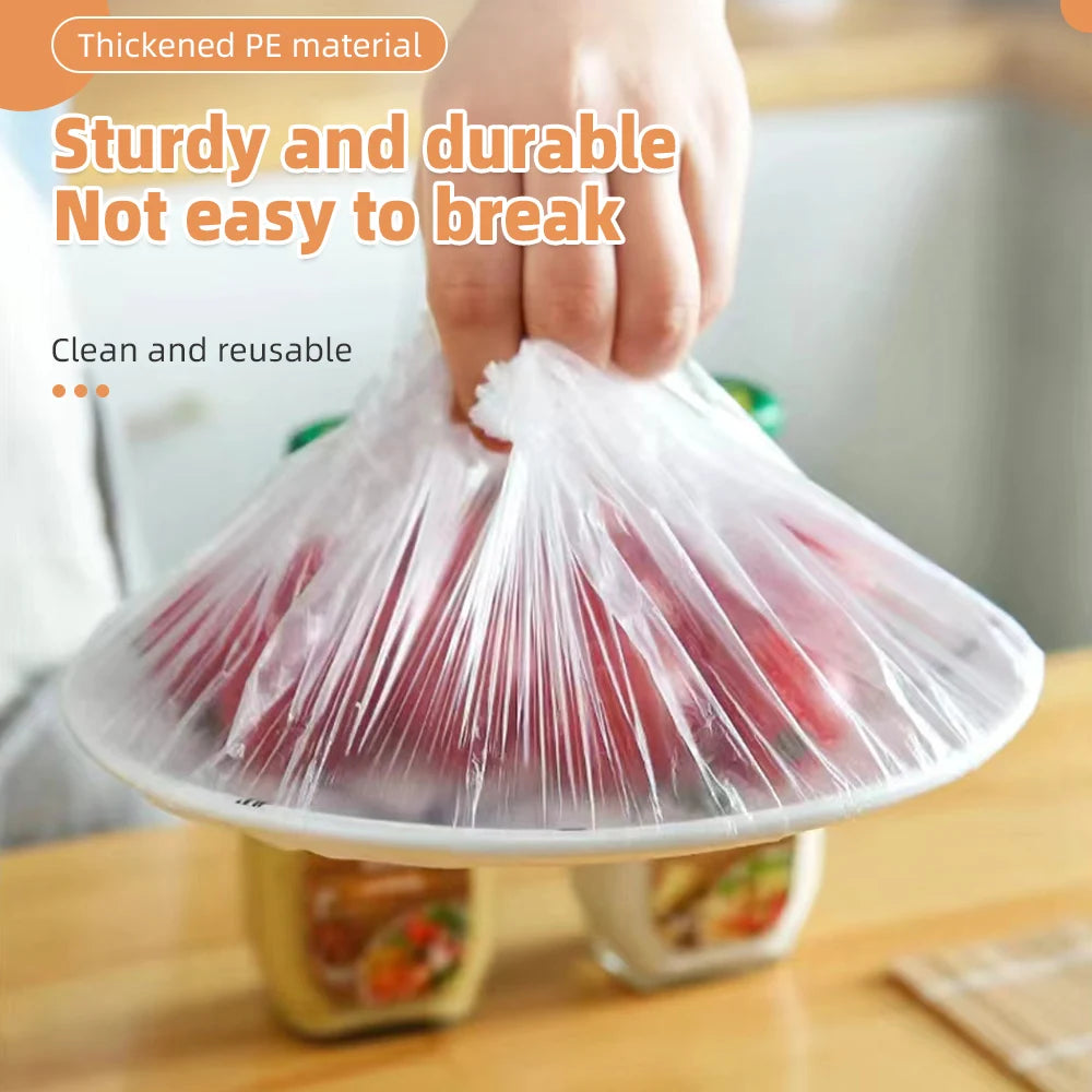 50/100/200pcs Disposable Food Cover Food Grade Fresh-keeping Plastic Bags Vegetable Fruit Bowl Cover Kitchen Storage Accessories