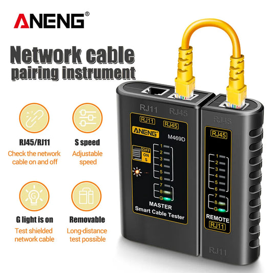 ANENG M469D Cable lan tester Network Cable Tester RJ45 RJ11 RJ12 CAT5 UTP LAN Cable Tester Networking Tool Network Repair