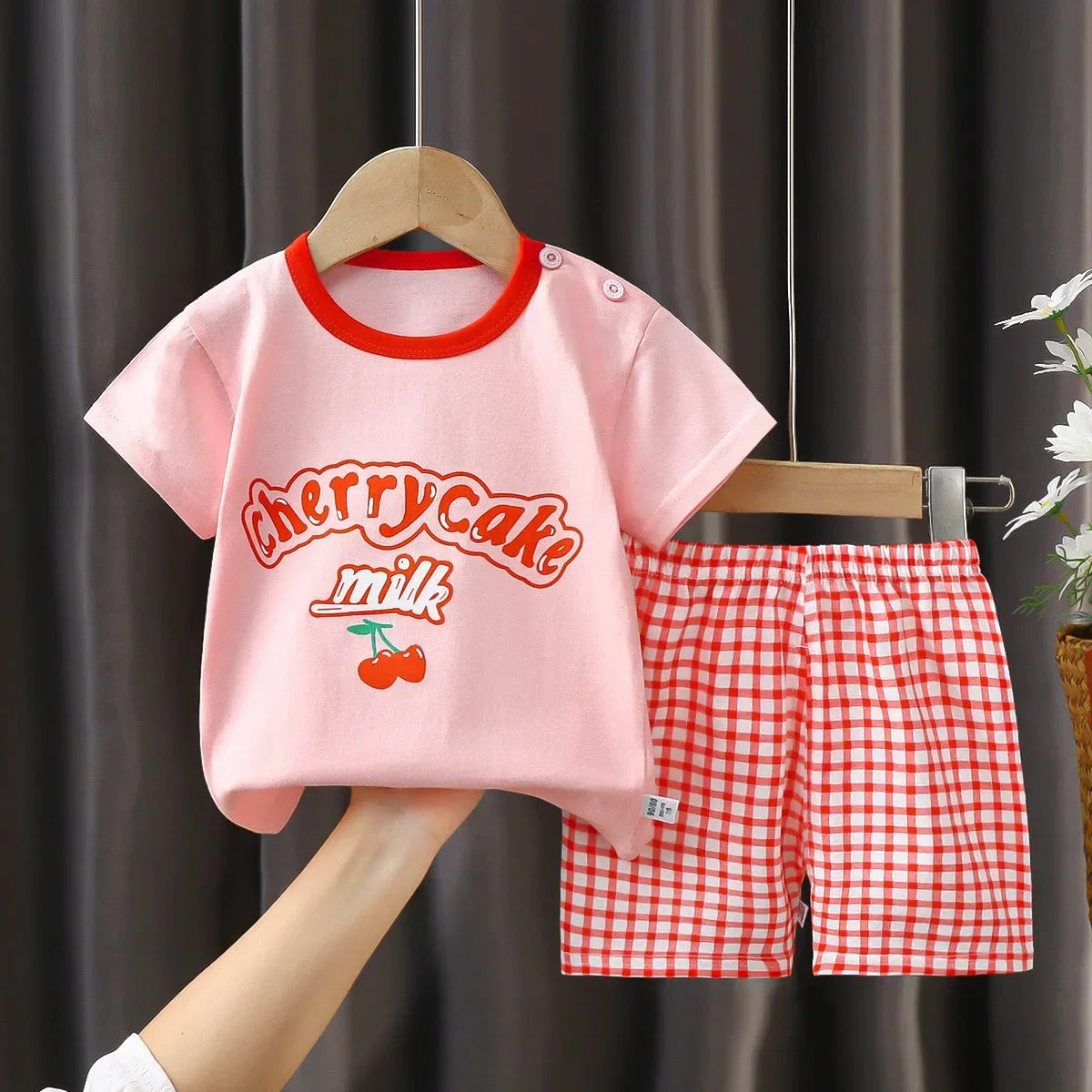 2PCS Children's Sets mother Kids Clothes Boys Girl T-shirt Shorts Summer Cotton Short sleeve Baby Children Clothing Toddler Suit