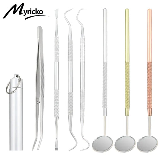 Dental Mirror Stainless Steel Dental Instrument Dentist Tool Set Probe Tooth Care Kit Tweezer Hoe Sickle Scaler