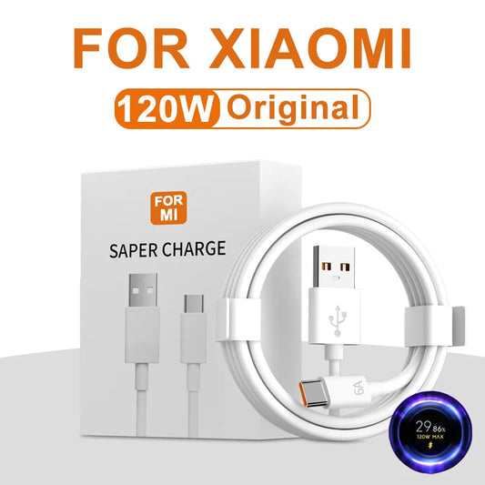 PD3.0 120W 6A USB Type C Cable Charger Fast Charging Type-C For Xiaomi Mi 12 11 10 Pro Poco Redmi Note K30S Phone Accessories