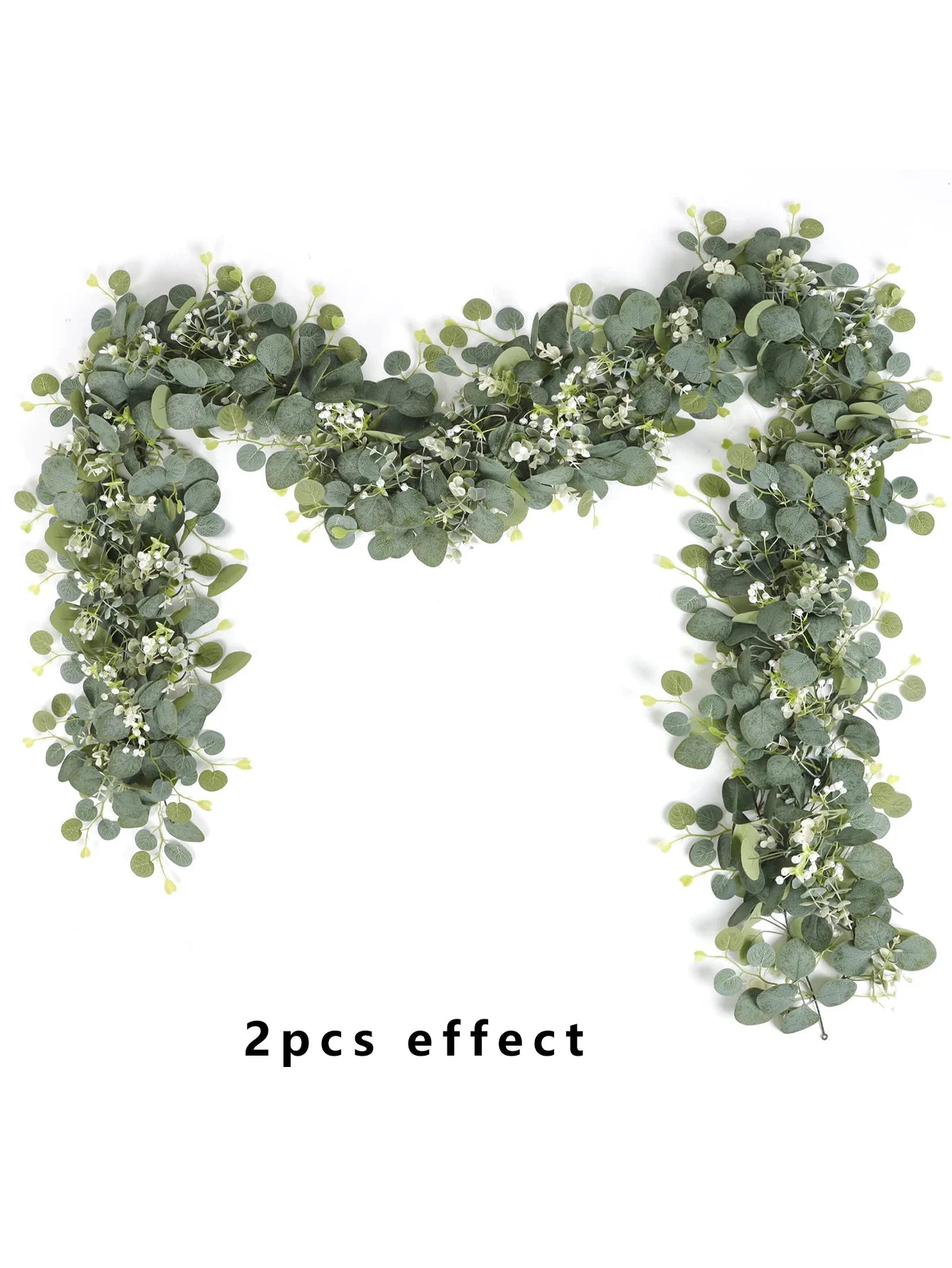 1pc Artificial Eucalyptus Leaves Greenery Garland Faux Plant Spring Vines with White Flowers Berries for Wedding Home Party Deco