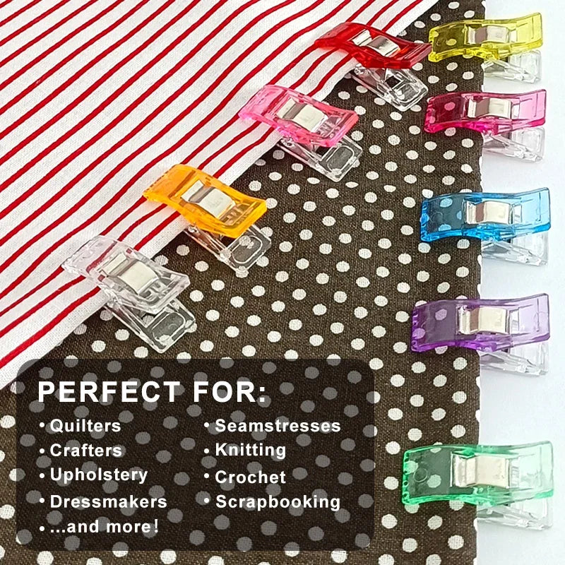 20/50/100PCs Sewing Clips Plastic DIY Crafting Crocheting Knitting Clothing Clips  Assorted Colors Craft Securing Quilting Clip