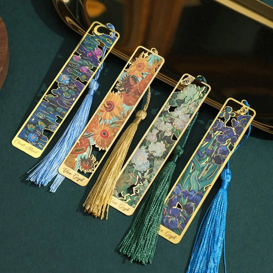 Tassel Pendant Metal Bookmark Retro Stationery Painting Reading Book Clip Student Gift School Office Supplies Pagination Mark