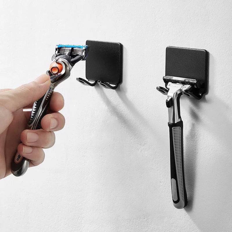 Bathroom Space Aluminum Razor Holder Storage Hook Wall Men Shaving Shaver Shelf Punch Free Razor Rack Accessories Organization