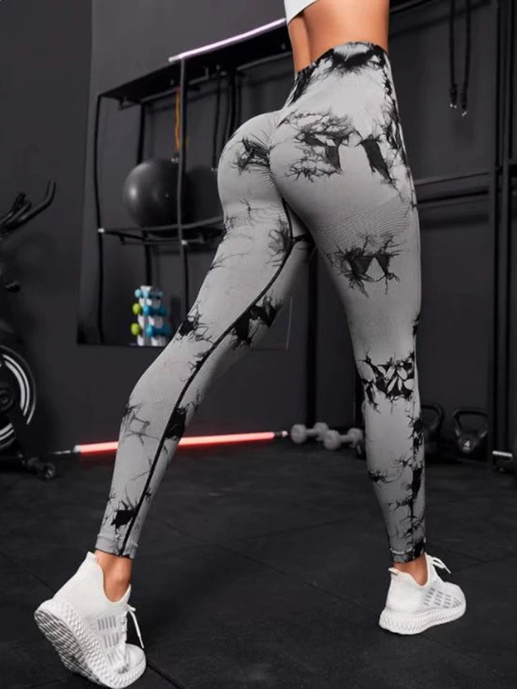 WAREBALL New Tie Dye Yoga Pants Gym Leggings Women Seamless High Waist Push Up Sport Tights Fitness Workout Leggins